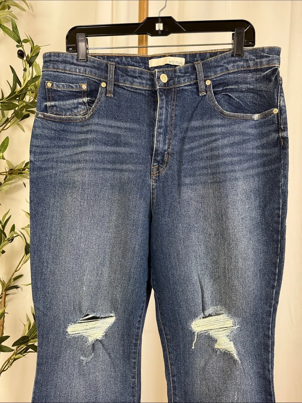 Ella Moss High Waist Crop Flare Distressed Cotton Jeans Sz 32 (B7)